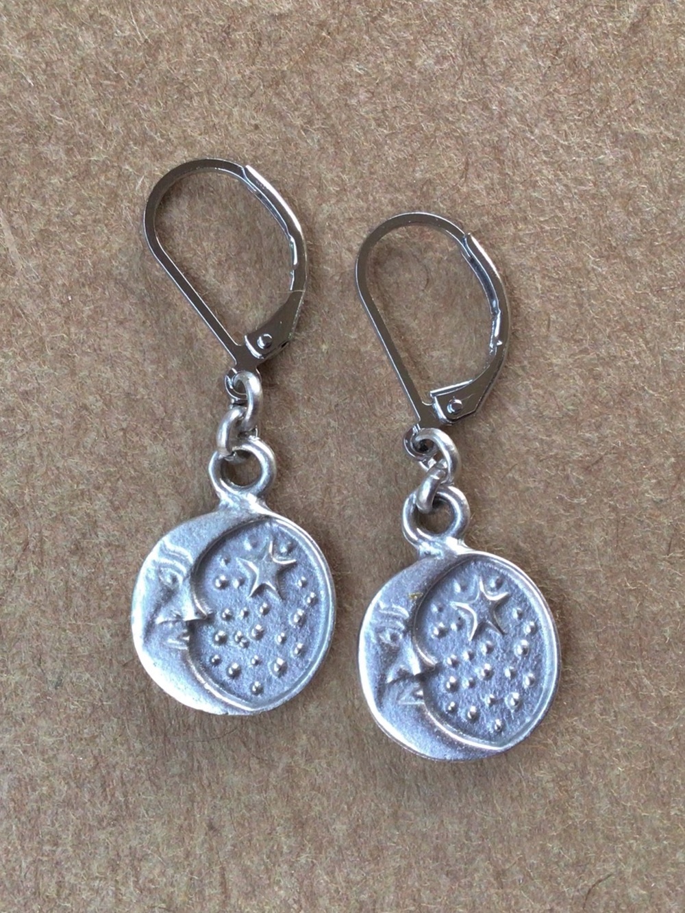 Sterling Silver Sundance Charm Moon Star Earrings - Picture 7 of 7
